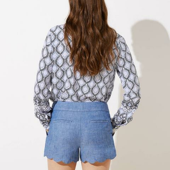 NWT LOFT Scalloped Chambray Shorts - Picture 5 of 8